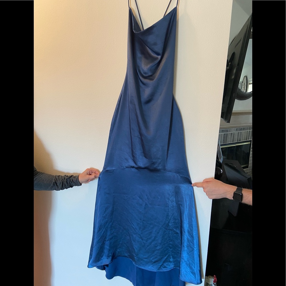 Beautiful sapphire satin slip dress